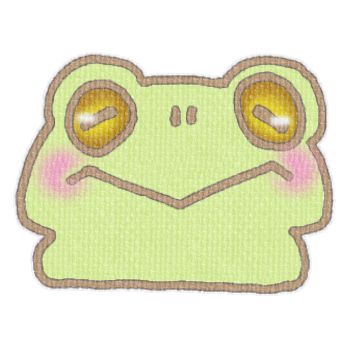 黄緑のカエルのイラスト、梅雨の季節をイメージした可愛い素材