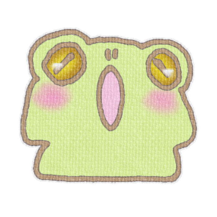 黄緑のカエルのイラスト、梅雨の季節をイメージした可愛い素材