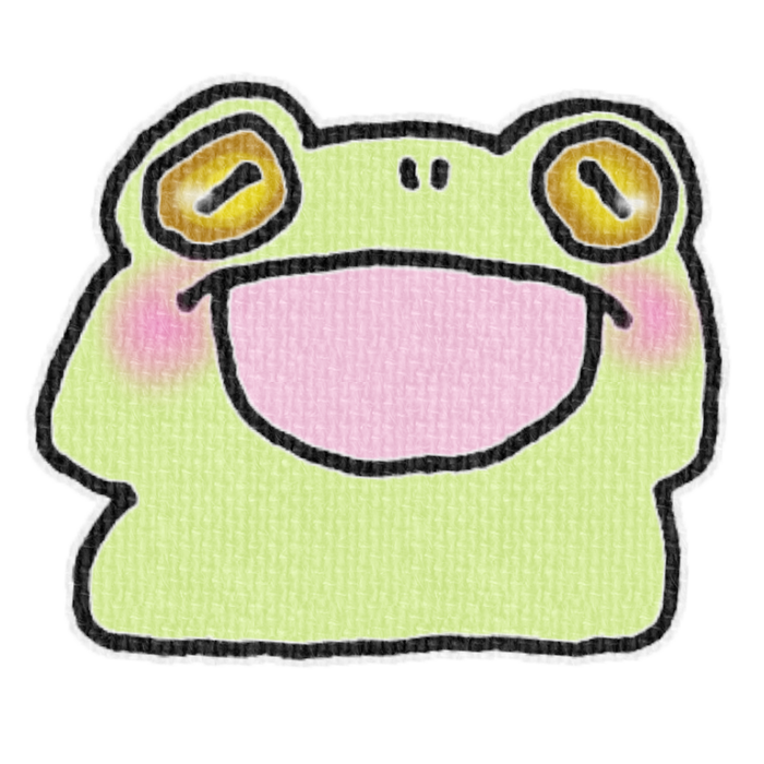 黄緑のカエルのイラスト、梅雨の季節をイメージした可愛い素材