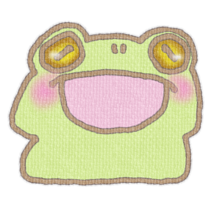 黄緑のカエルのイラスト、梅雨の季節をイメージした可愛い素材