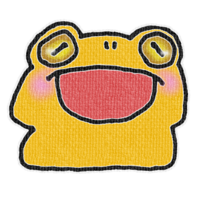 オレンジ色のカエルのイラスト、梅雨の季節をイメージした可愛い素材