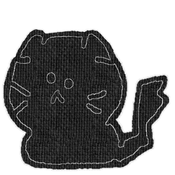 黒い猫がお座りした透過イラスト