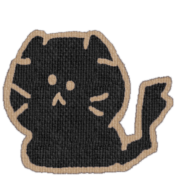 黒い猫がお座りした透過イラスト