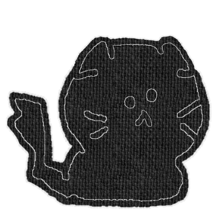 黒い猫がお座りした透過イラスト