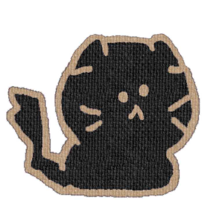 黒い猫がお座りした透過イラスト