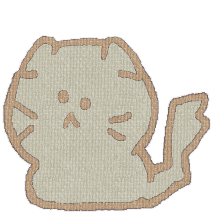 灰色の猫がお座りした透過イラスト