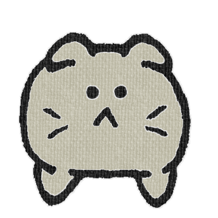 灰色のねこがひょっこりしている透過イラスト