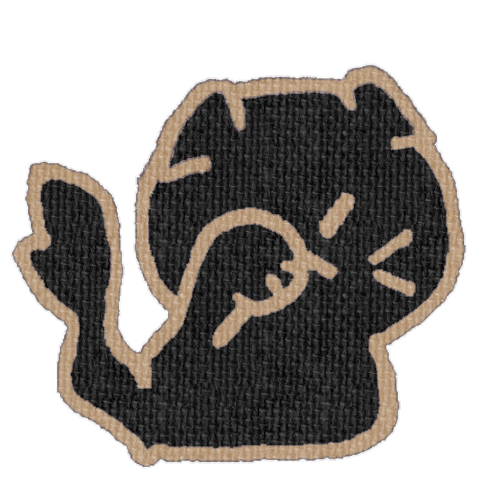 黒い猫が顔を洗ってる透過イラスト