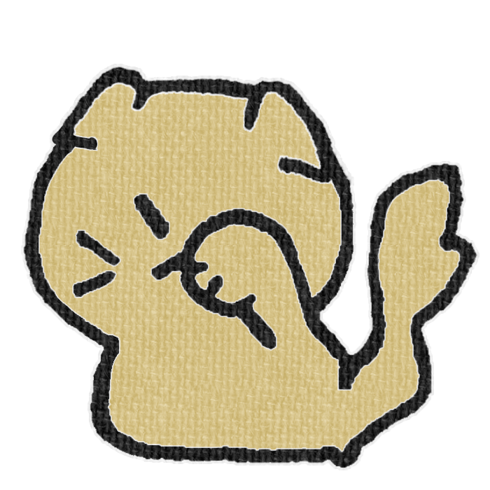 茶色い猫が顔を洗ってる透過イラスト