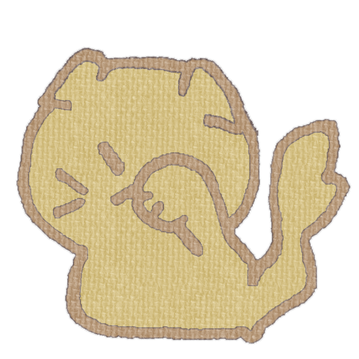 茶色い猫が顔を洗ってる透過イラスト
