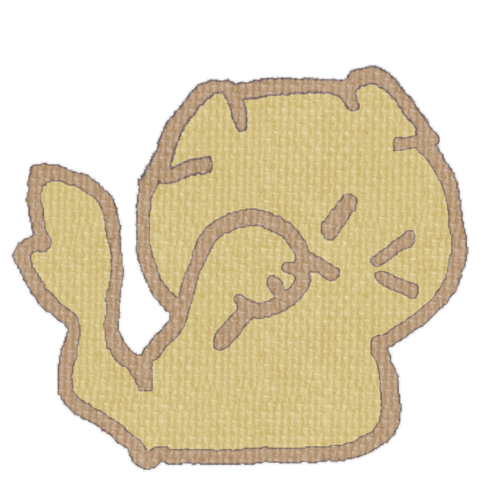 茶色い猫が顔を洗ってる透過イラスト