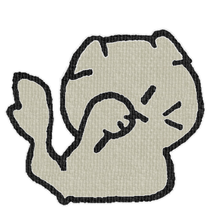 灰色の猫が顔を洗ってる透過イラスト