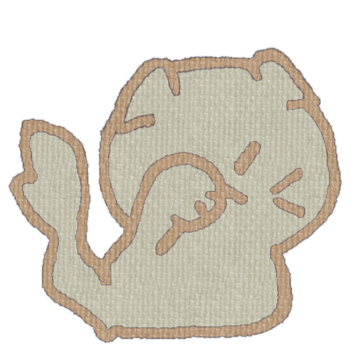 灰色の猫が顔を洗ってる透過イラスト