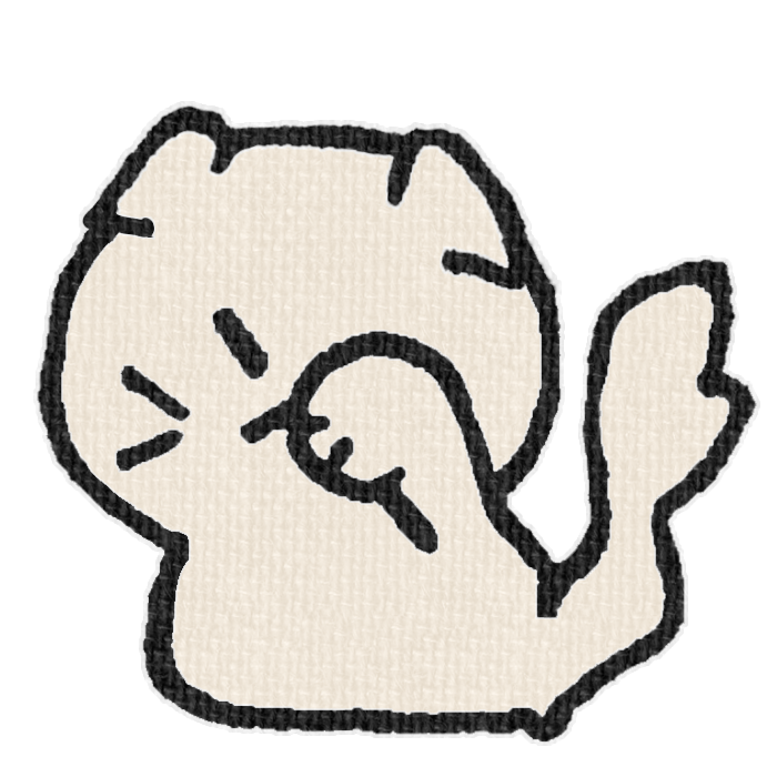 白い猫が顔を洗ってる透過イラスト