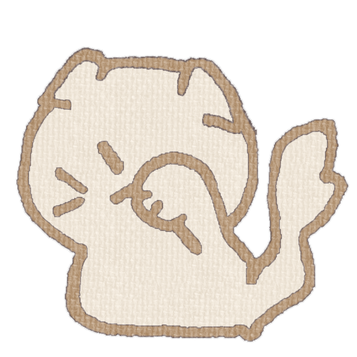 白い猫が顔を洗ってる透過イラスト