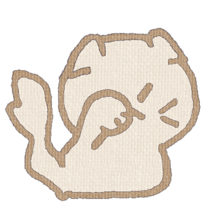 白い猫が顔を洗ってる透過イラスト