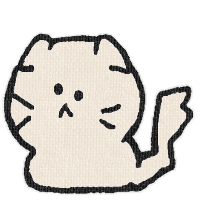 白い猫がお座りした透過イラスト