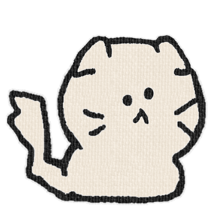 白い猫がお座りした透過イラスト