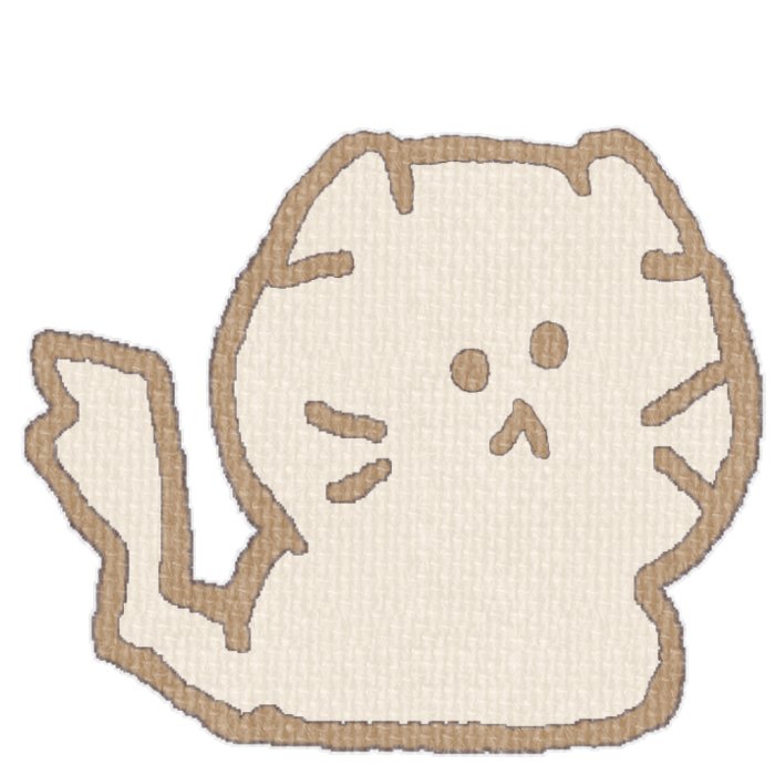 白い猫がお座りした透過イラスト