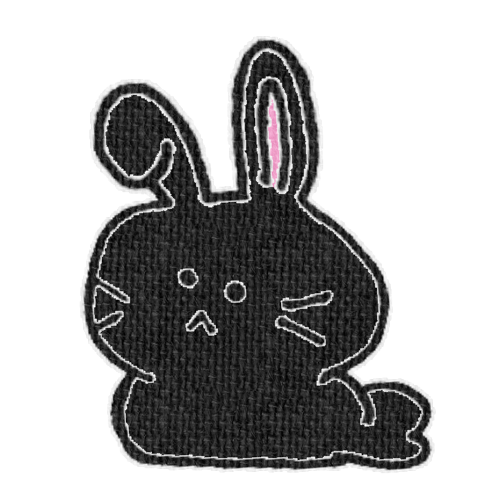黒いうさぎがお座りした透過イラスト