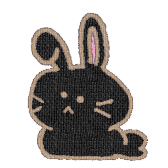 黒いうさぎがお座りした透過イラスト