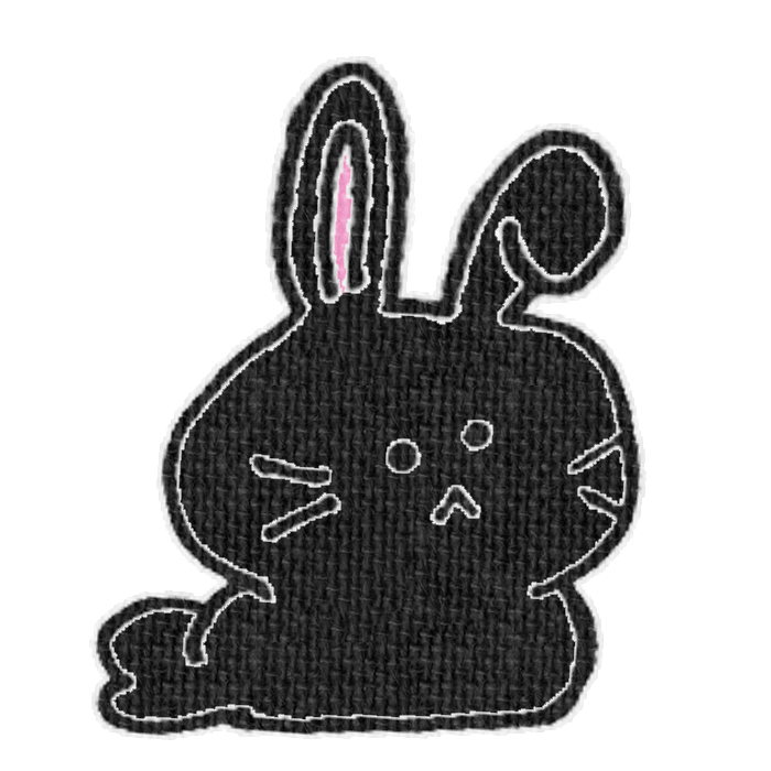 黒いうさぎがお座りした透過イラスト