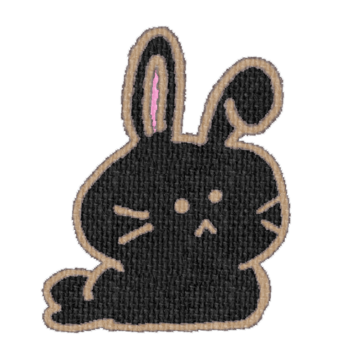 黒いうさぎがお座りした透過イラスト