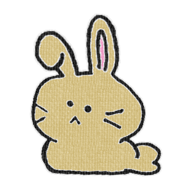 茶色いうさぎがお座りした透過イラスト