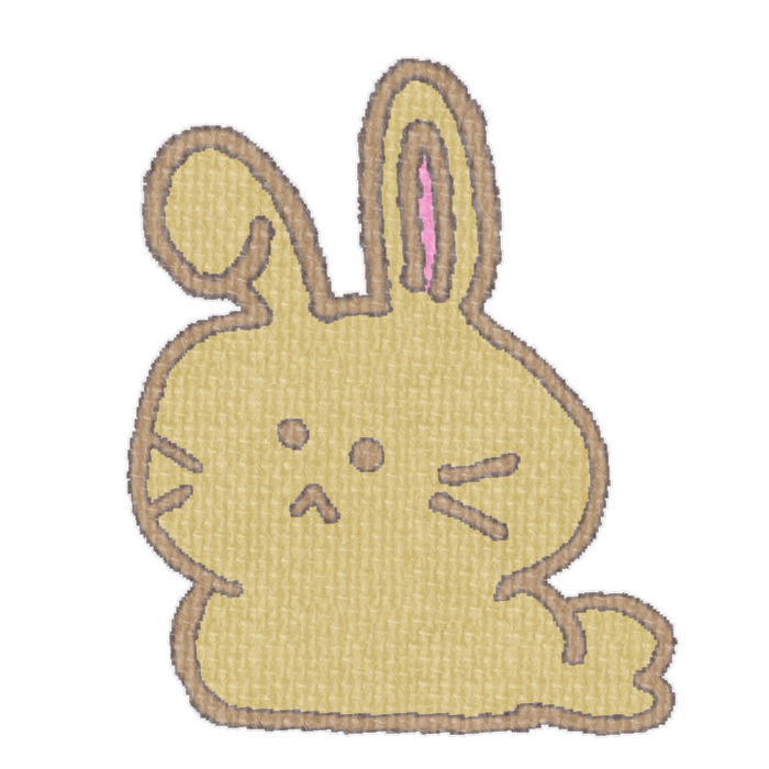 茶色いうさぎがお座りした透過イラスト