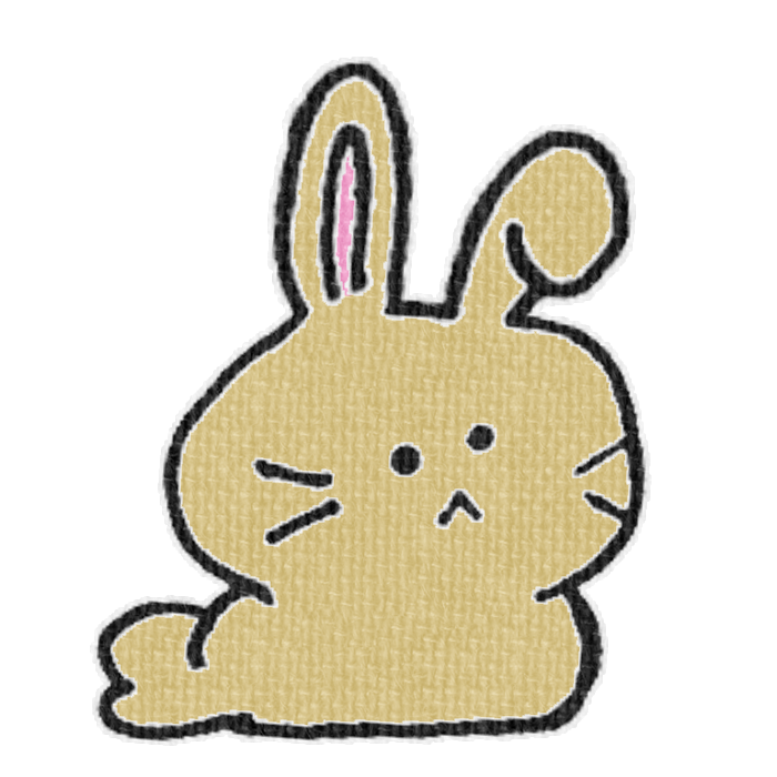茶色いうさぎがお座りした透過イラスト