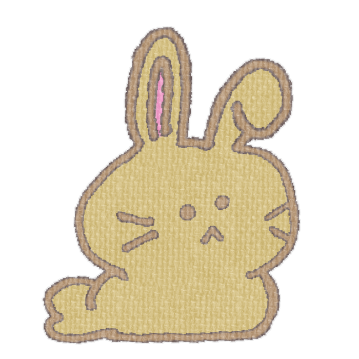 茶色いうさぎがお座りした透過イラスト