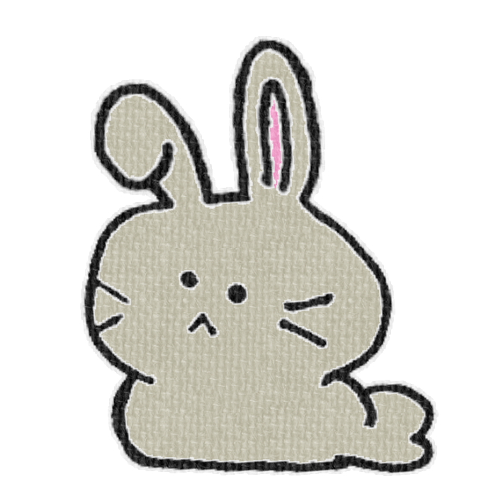 灰色のうさぎがお座りした透過イラスト