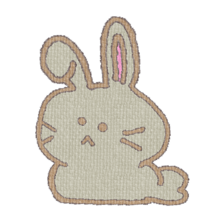 灰色のうさぎがお座りした透過イラスト