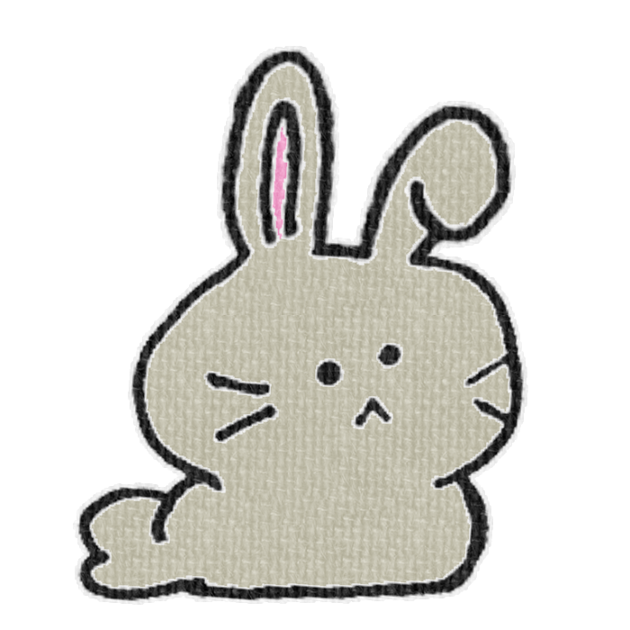灰色のうさぎがお座りした透過イラスト