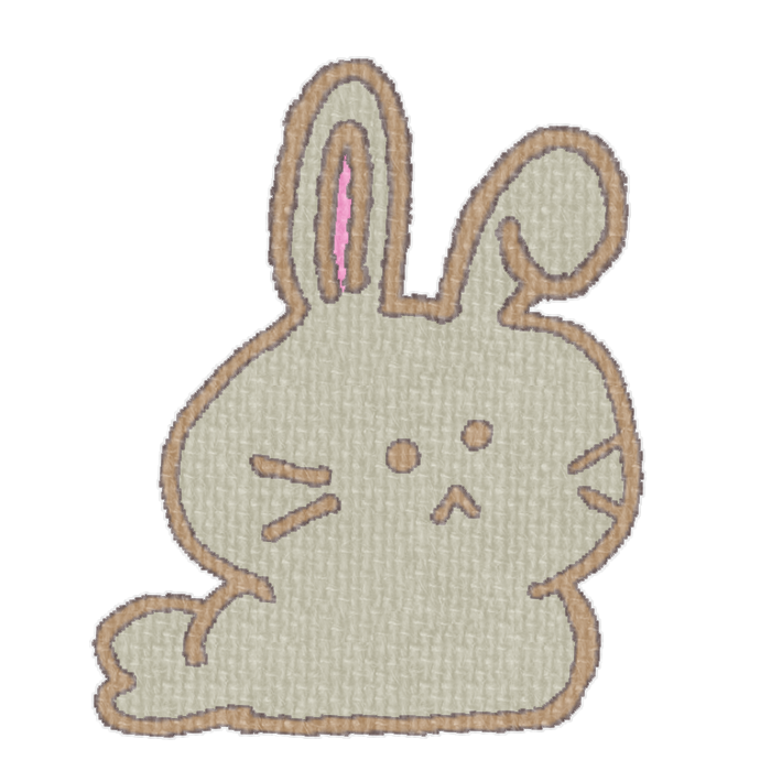 灰色のうさぎがお座りした透過イラスト