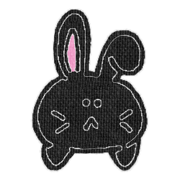 黒いうさぎがひょっこりしている透過イラスト