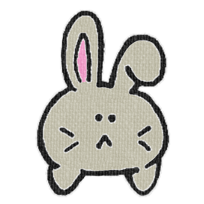 灰色のうさぎがひょっこりしている透過イラスト