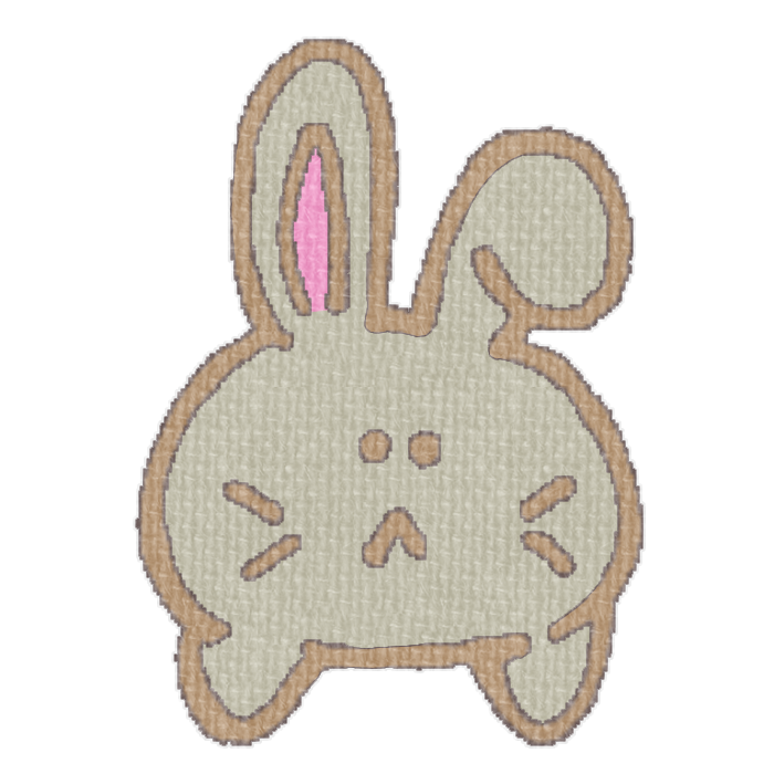 灰色のうさぎがひょっこりしている透過イラスト