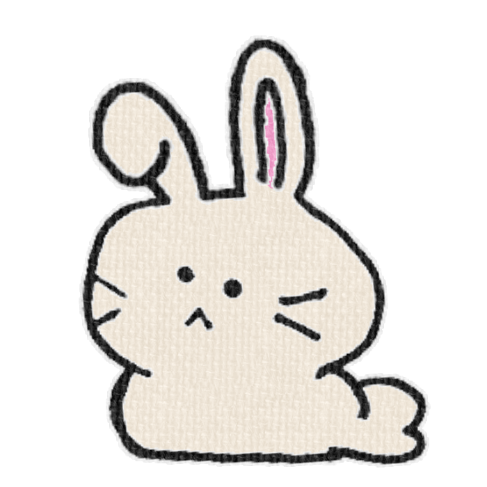 白いうさぎがお座りした透過イラスト