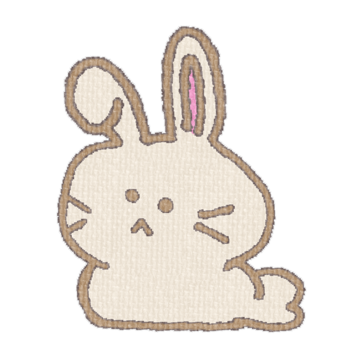 白いうさぎがお座りした透過イラスト