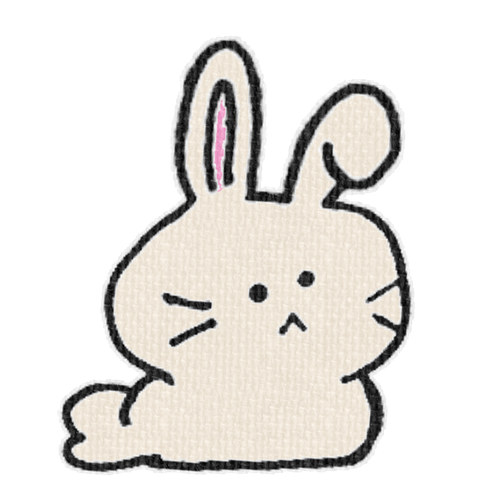 白いうさぎがお座りした透過イラスト