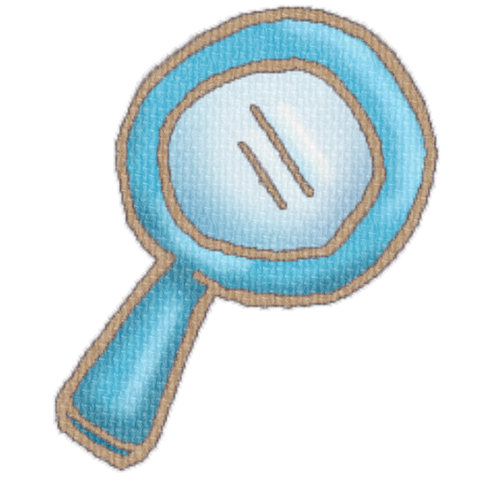 青い虫眼鏡のイラスト、ブログや資料作成に使える可愛い素材