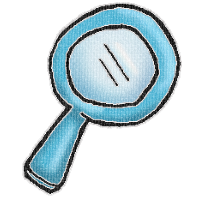 青い虫眼鏡のイラスト、ブログや資料作成に使える可愛い素材