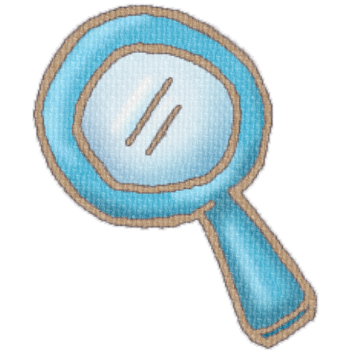 青い虫眼鏡のイラスト、ブログや資料作成に使える可愛い素材