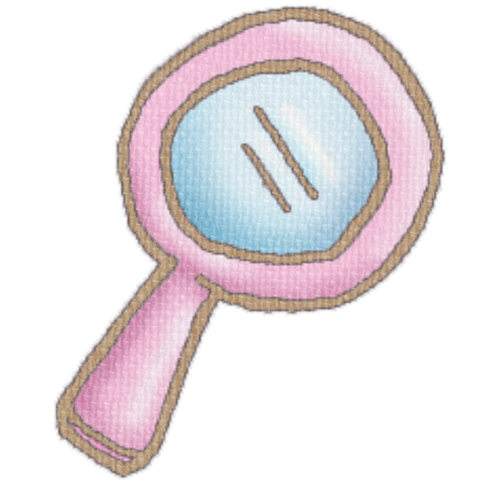 ピンクの虫眼鏡のイラスト、ブログや資料作成に使える可愛い素材