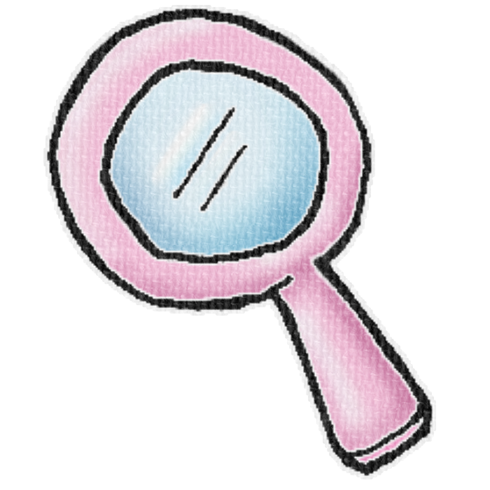 ピンクの虫眼鏡のイラスト、ブログや資料作成に使える可愛い素材