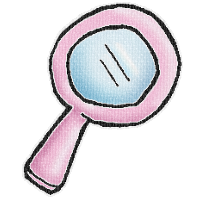 ピンクの虫眼鏡のイラスト、ブログや資料作成に使える可愛い素材