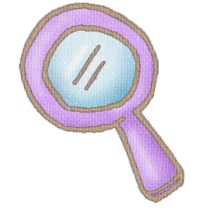 紫色の虫眼鏡のイラスト、ブログや資料作成に使える可愛い素材