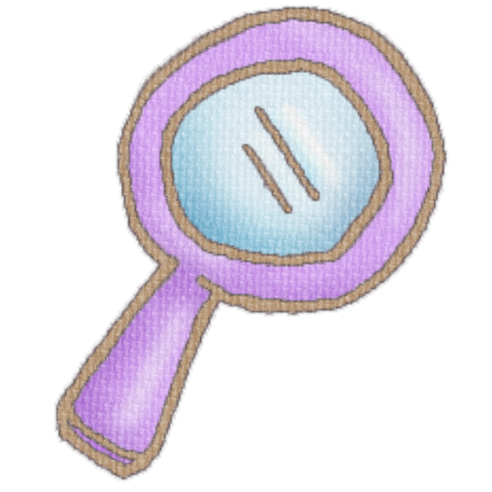 紫色の虫眼鏡のイラスト、ブログや資料作成に使える可愛い素材