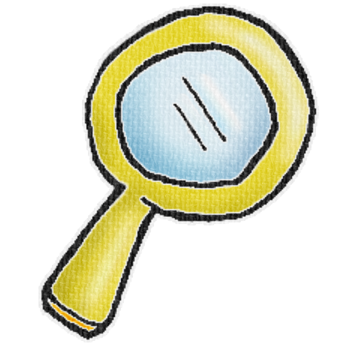 黄色の虫眼鏡のイラスト、ブログや資料作成に使える可愛い素材